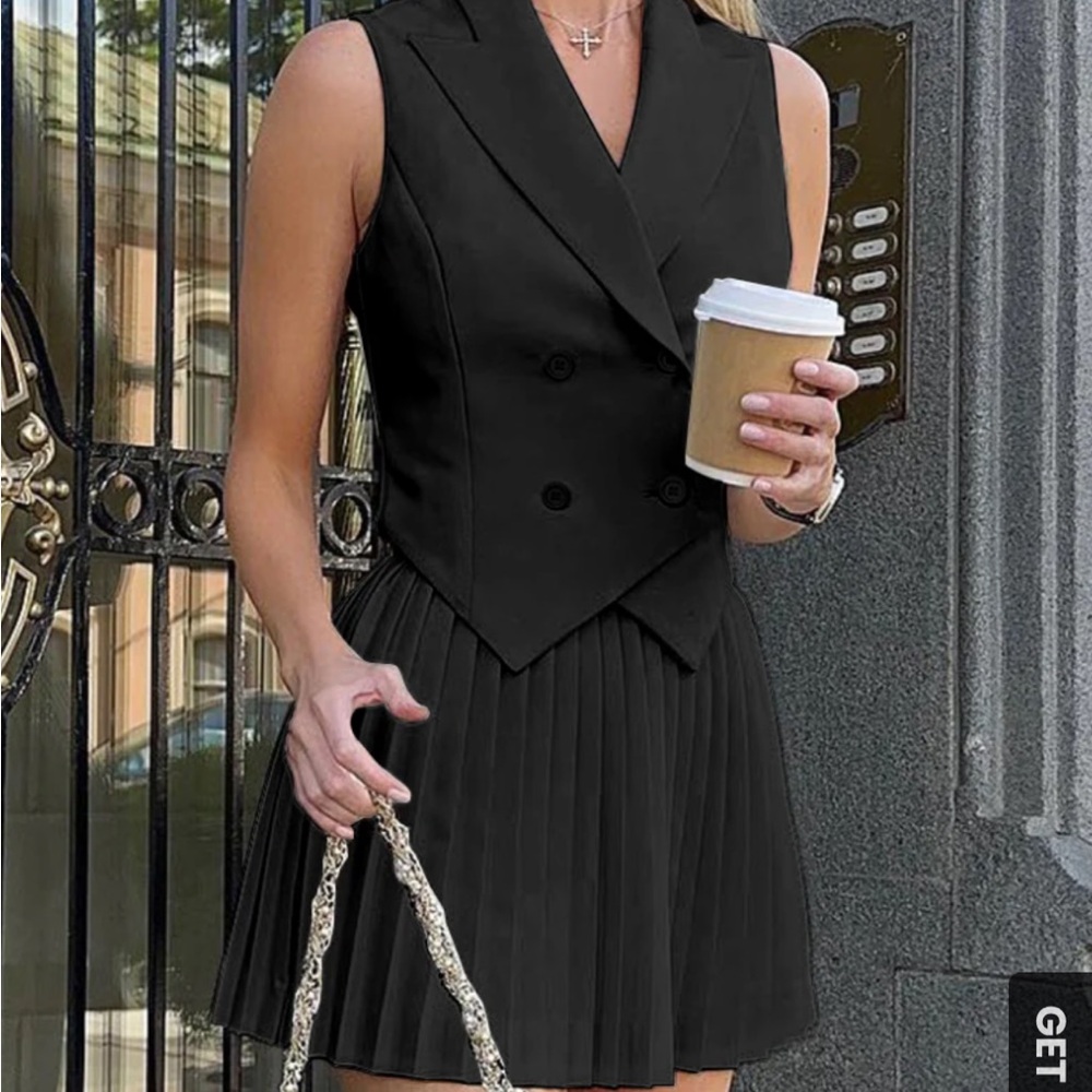 Black Vest and Skirt Set